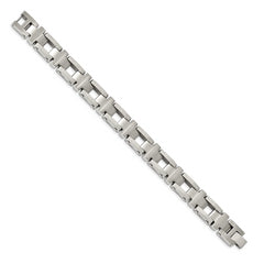 Chisel Stainless Steel Brushed and Polished 8.5 inch Open Cross Link Bracelet