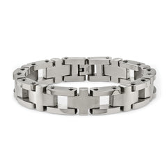 Chisel Stainless Steel Brushed and Polished 8.5 inch Open Cross Link Bracelet