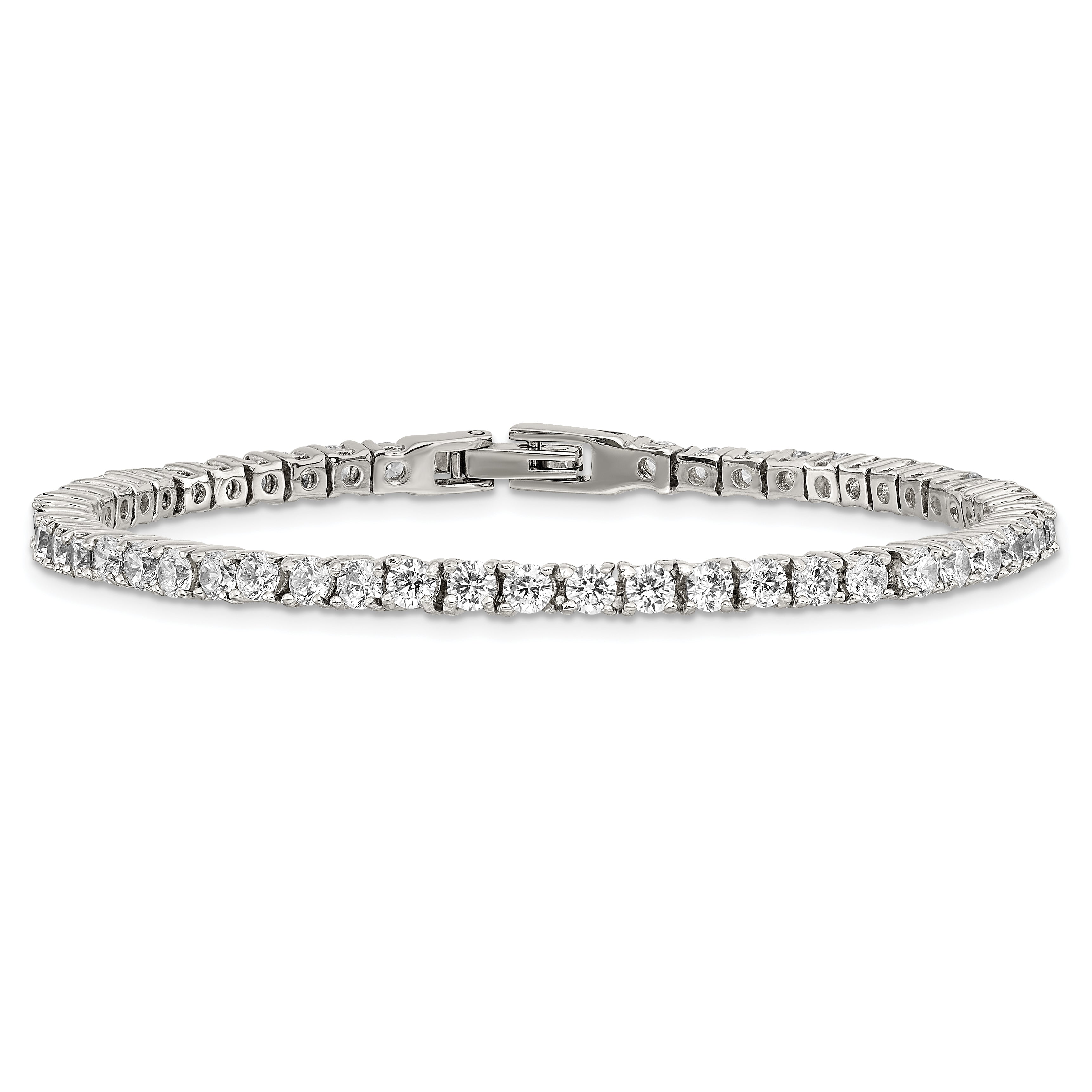 Chisel Stainless Steel Polished CZ 7.5 inch Tennis Bracelet