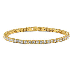 Chisel Stainless Steel Polished Yellow IP-plated CZ 7.5 inch Tennis Bracelet