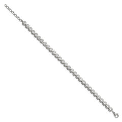 Chisel Stainless Steel Polished Round CZ Link 7 inch Bracelet with 1 inch Extension