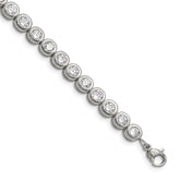 Chisel Stainless Steel Polished Round CZ Link 7 inch Bracelet with 1 inch Extension