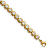 Chisel Stainless Steel Polished Yellow IP-plated Round CZ Link 7 inch Bracelet with 1 inch Extension