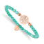 Chisel Stainless Steel Polished Rose IP-plated Tree of Life 4mm Mint Jade Beaded Stretch Bracelet