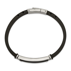 Chisel Stainless Steel Polished Black IP-plated Black Rubber 8.25 inch Bracelet
