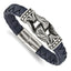 Chisel Stainless Steel Antiqued and Polished Blue Woven Leather 8.75 inch Bracelet