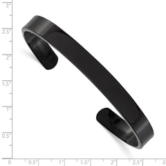 Chisel Stainless Steel Polished Black IP-plated 9mm Cuff Bangle