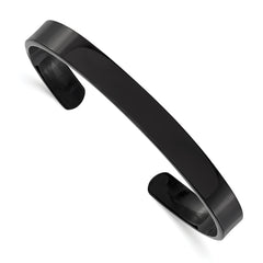Chisel Stainless Steel Polished Black IP-plated 9mm Cuff Bangle