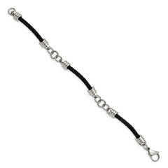 Chisel Stainless Steel Polished Black IP-plated Cable 9 inch Bracelet