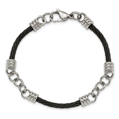 Chisel Stainless Steel Polished Black IP-plated Cable 9 inch Bracelet