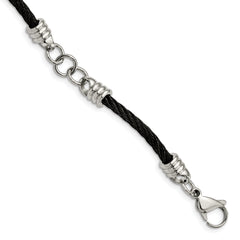 Chisel Stainless Steel Polished Black IP-plated Cable 9 inch Bracelet
