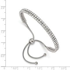 Chisel Stainless Steel Polished Preciosa Crystal Adjustable Bracelet - Up to 8.5