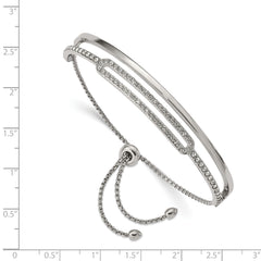 Chisel Stainless Steel Polished with Crystals from Swarovski Adjustable Bangle Bracelet - Up to 9