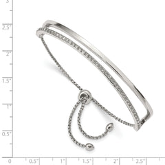 Chisel Stainless Steel Polished with Crystals from Swarovski Adjustable Bangle Bracelet - Up to 9