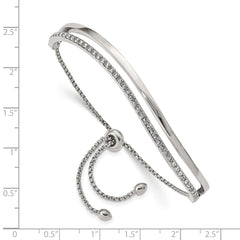 Chisel Stainless Steel Polished with Crystals from Swarovski Adjustable Bangle Bracelet - Up to 9