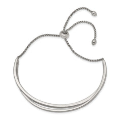 Chisel Stainless Steel Polished with Crystals from Swarovski Adjustable Bangle Bracelet - Up to 9