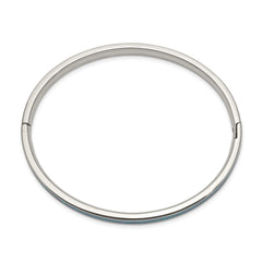Chisel Stainless Steel Polished Imitation Opal 4.75mm Hinged Bangle