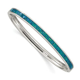 Chisel Stainless Steel Polished Imitation Opal 4.75mm Hinged Bangle