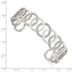 Chisel Stainless Steel Polished with Crystals from Swarovski 14.5mm Circles Cuff Bangle