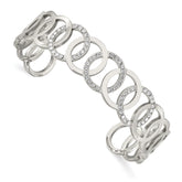 Chisel Stainless Steel Polished with Crystals from Swarovski 14.5mm Circles Cuff Bangle