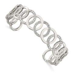 Chisel Stainless Steel Polished with Crystals from Swarovski 14.5mm Circles Cuff Bangle