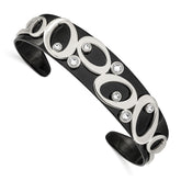 Chisel Stainless Steel Polished Black IP-plated with Crystals from Swarovski Cuff Bangle