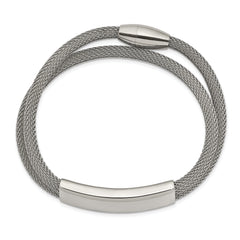 Chisel Stainless Steel Polished Mesh 2-Strand Adjustable ID Bracelet