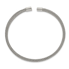 Chisel Stainless Steel Polished 6mm Mesh Wire Cuff Bangle