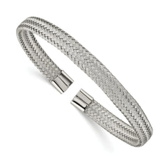 Chisel Stainless Steel Polished 6mm Mesh Wire Cuff Bangle