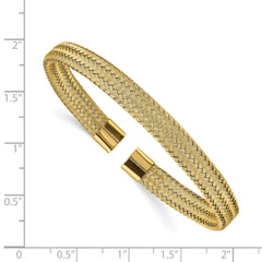 Chisel Stainless Steel Polished Yellow IP-plated 6mm Mesh Wire Cuff Bangle