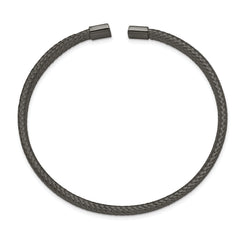 Chisel Stainless Steel Polished Black IP-plated 6mm Mesh Wire Cuff Bangle