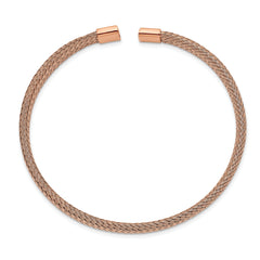 Chisel Stainless Steel Polished Rose IP-plated 6mm Mesh Wire Cuff Bangle