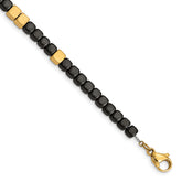 Chisel Stainless Steel Brushed Yellow IP-plated with Square Hematite Beads 7 inch Bracelet with 1.25 inch Extension