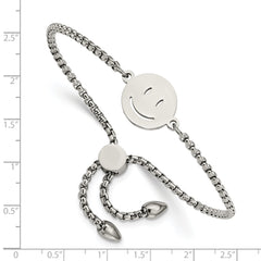 Chisel Stainless Steel Polished Happy Face Adjustable Bracelet - Up to 9.25