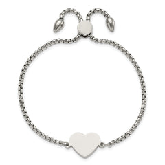 Chisel Stainless Steel Polished Heart Adjustable Bracelet - Up to 9.5
