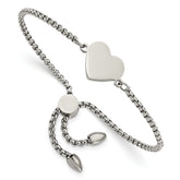 Chisel Stainless Steel Polished Heart Adjustable Bracelet