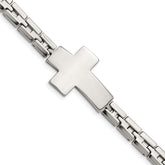 Chisel Stainless Steel Polished Cross 8 inch Link Bracelet