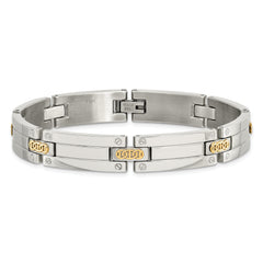Chisel Stainless Steel with 14k Gold Accent Polished 8.5 inch Link Bracelet