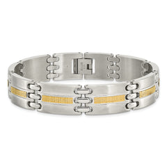 Chisel Stainless Steel with 14k Gold Accent Brushed and Polished 8.5 inch Link Bracelet