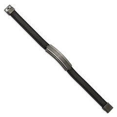 Chisel Stainless Steel Brushed and Polished Gun Metal IP-plated Black Rubber 8.5 inch Bracelet