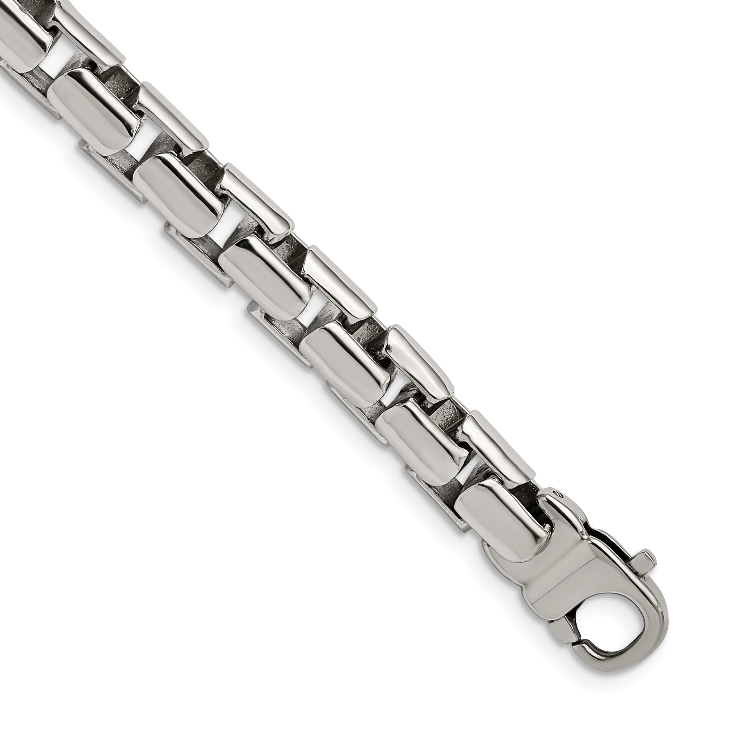 Chisel Stainless Steel Polished 8.5 inch Square Link Bracelet