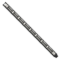 Chisel Stainless Steel Polished Black IP-plated with Black CZ 8.75 inch Link Bracelet