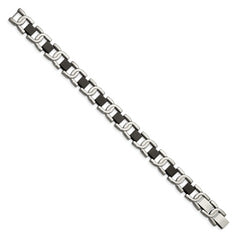 Chisel Stainless Steel Polished Black IP-plated 8 inch Fancy Link Bracelet