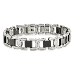 Chisel Stainless Steel Polished Black IP-plated 8 inch Fancy Link Bracelet