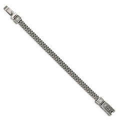 Chisel Stainless Steel Antiqued and Polished 8.5 inch 2-Strand Franco Link Bracelet