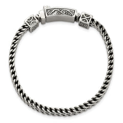 Chisel Stainless Steel Antiqued and Polished 8.5 inch 2-Strand Franco Link Bracelet