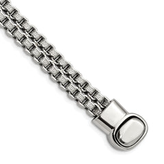 Chisel Stainless Steel Polished and Textured 8.75 inch Double Rolo Link Bracelet