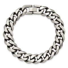 Chisel Stainless Steel Antiqued and Brushed 13mm 8.5 inch Curb Bracelet