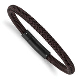 Chisel Stainless Steel Brushed and Polished Black and Brown Wire 8.25 inch Bracelet