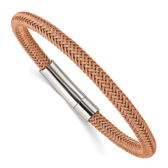 Chisel Stainless Steel Polished Rose Wire 8.5 inch Bracelet
